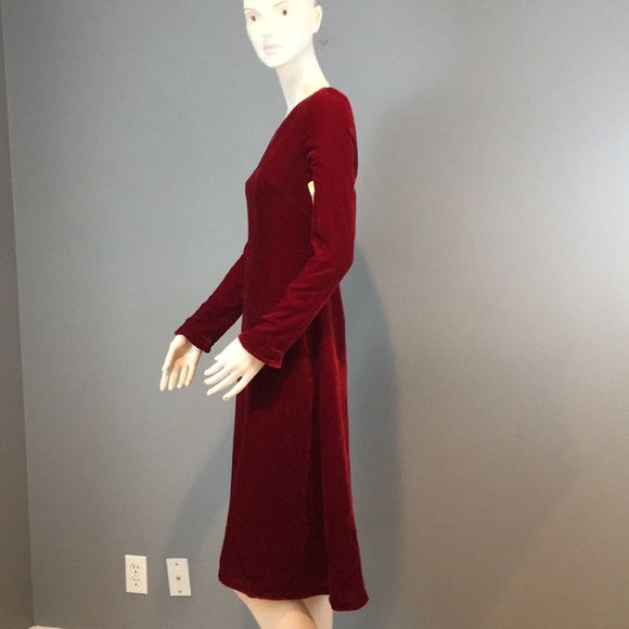 NWT Akris Punto Red Velvet V-Neck Midi Dress Sz 2 - Picture 6 of 16